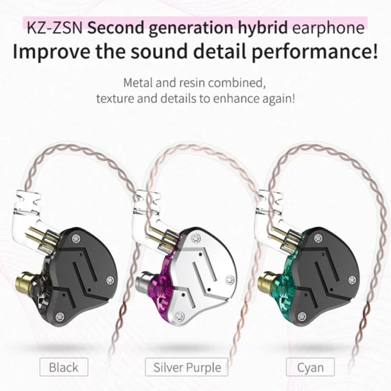 KZ ZSN Hybrid Earphones 1DD+1BA Noise Canceling Comfort 3 | PricZone