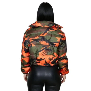 Camo Print Short Parka for Women 2