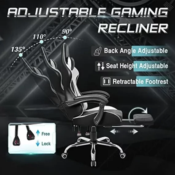 Massage Gaming Chair with Footrest and Lumbar Support 5 | PricZone