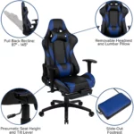 Blue LeatherSoft Gaming Chair Ergonomic Reclining 6 | PricZone