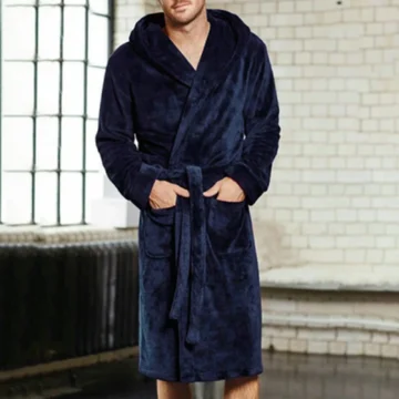 Warm Flannel Men's Bathrobe - Plush & Cozy 2