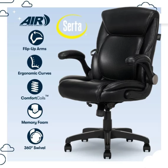 Air Lumbar Bonded Leather Office Chair with Wheels 2 | PricZone