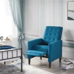 Blue Tufted Recliner Chair Pocket Spring Comfort 2 | PricZone