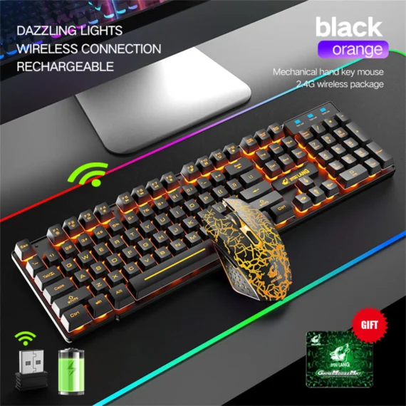 LED Gaming Keyboard Mouse Combo Wireless 6 | PricZone