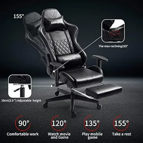 Darkecho Massage Gaming Chair with Footrest and Adjustability 6 | PricZone