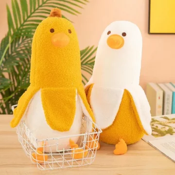 Banana Duck Plush Pillow Soft Huggable for Kids 27cm