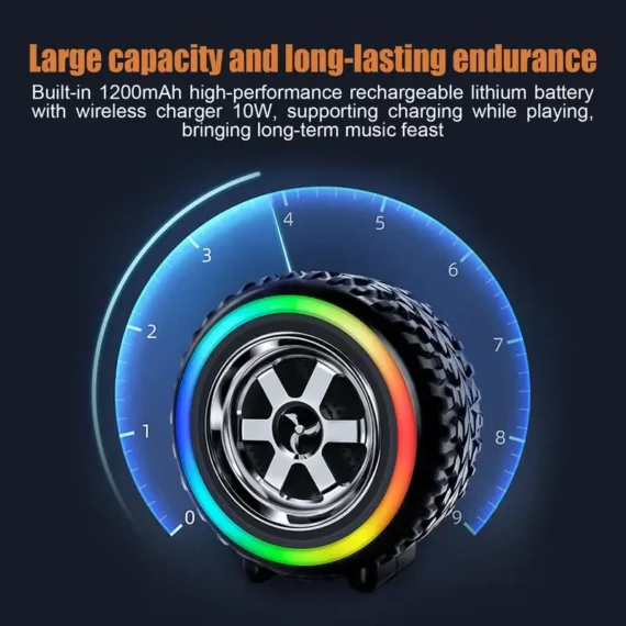 Car Wheel Mini Speaker LED 1200mAh Wireless 5 | PricZone