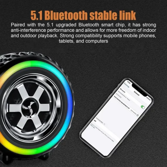 Car Wheel Mini Speaker LED 1200mAh Wireless 3 | PricZone