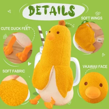 Banana Duck Plush Pillow Soft Huggable for Kids 27cm 2