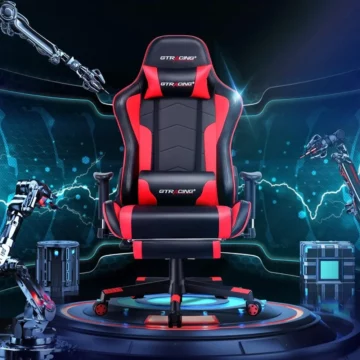 Red GTRACING Bluetooth Gaming Chair with Footrest 2