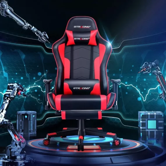 Red GTRACING Bluetooth Gaming Chair with Footrest 2 | PricZone