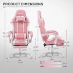 Pink Reclining Gaming Chair with Adjustable Height 6 | PricZone