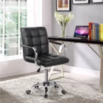 SMILE MART Pink Faux Leather Swivel Office Chair 4 | PricZone