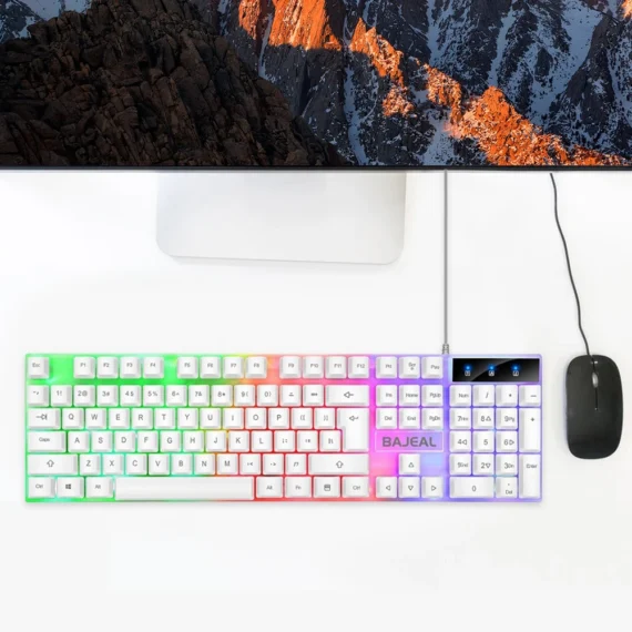 RGB Backlit Wired Keyboard Mouse 104 Key Set 5 | PricZone