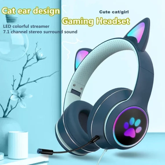 LED Cat Ear Gaming Headset for Girls with Mic | PricZone