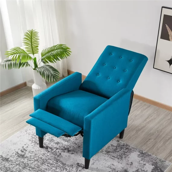 Blue Tufted Recliner Chair Pocket Spring Comfort 3 | PricZone