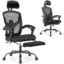 Ergonomic Gaming Chair with Footrest and wheels, Black