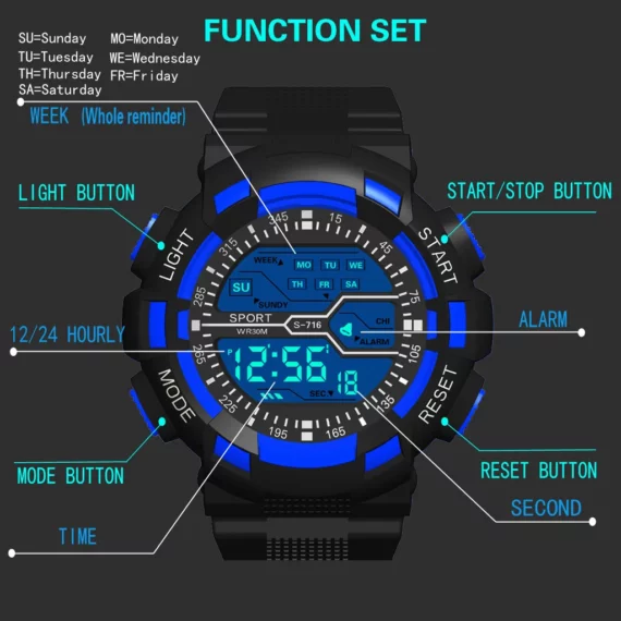 LED Big Dial Sports Watch for Men Digital Luminous 5 | PricZone