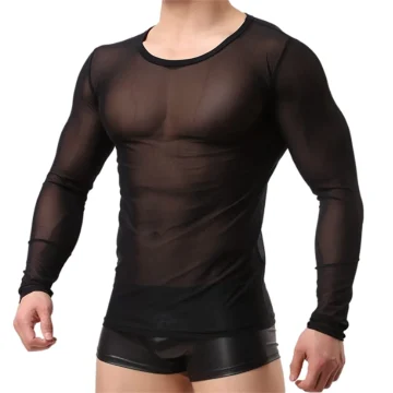 Gay Nylon Mesh Shirt Underwear Transparent 2