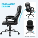 Black Ergo Swivel Chair High Back Faux Leather 4 | PricZone