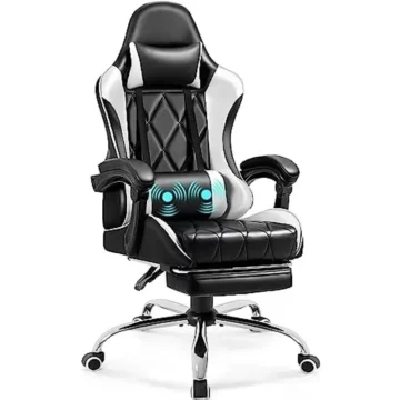 Massage Gaming Chair with Footrest and Lumbar Support | PricZone