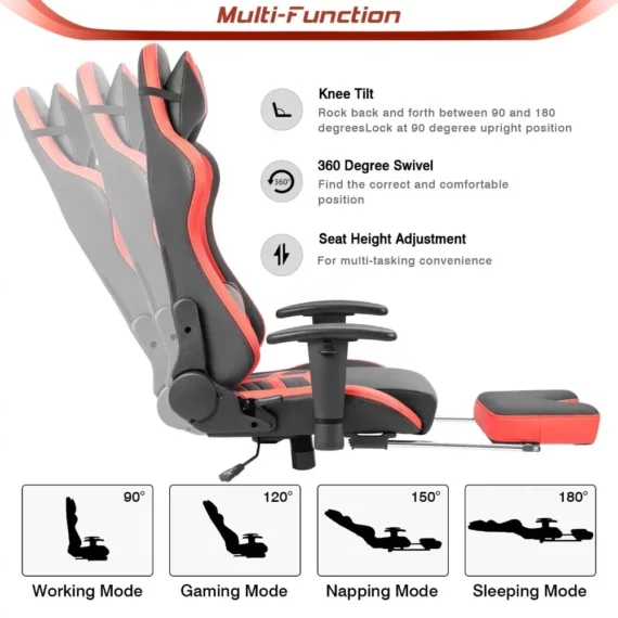 Ergonomic Racing Chair with Footrest Office Gaming 4 | PricZone