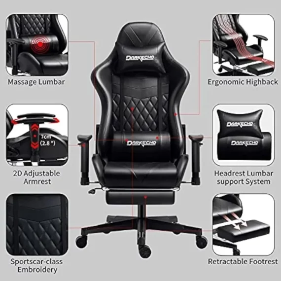 Darkecho Massage Gaming Chair with Footrest and Adjustability 5 | PricZone