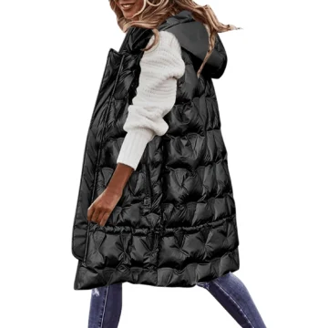 Chic Glossy Hooded Winter Vest for Women 2