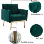 Chic Tufted Armchair with Gold Legs for Decor 5 | PricZone