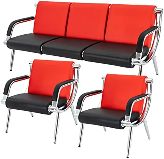 Executive PU Reception Chair Red Waiting Room Sofa | PricZone