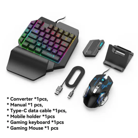 Ergonomic 1 Hand Keyboard Mouse Set for Gamers 4 | PricZone