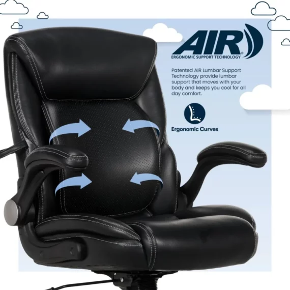 Air Lumbar Bonded Leather Office Chair with Wheels 3 | PricZone