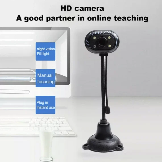 HD 4 LED USB Webcam with Microphone for Desktop Laptop | PricZone