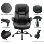 Black Ergo Swivel Chair High Back Faux Leather 2 | PricZone