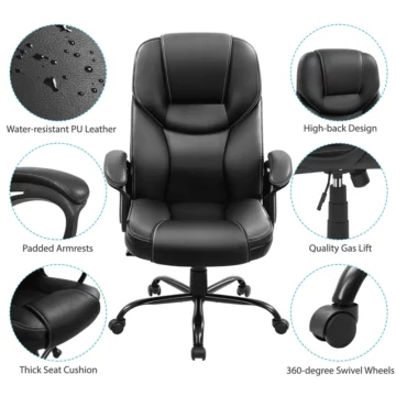 Black Ergo Swivel Chair   High Back  Faux Leather 2 | PricZone