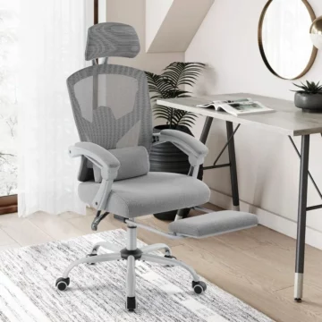 Ergonomic Gaming Chair with Footrest Grey | PricZone