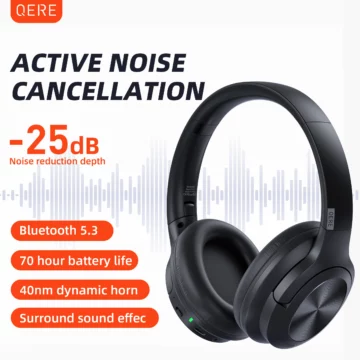 QERE E80 ANC Bluetooth 5.3 Headphones - Hi-Res 70H Play