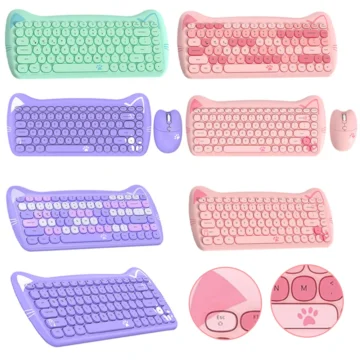 Cute Pink Cat Bluetooth Keyboard Mouse