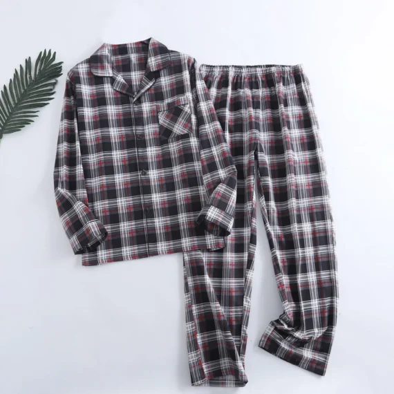 Plaid Flannel Mens Pajama Set Warm 2 | PricZone