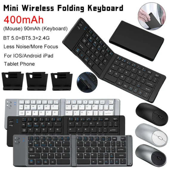 Foldable BT Keyboard Mouse for Tablets | PricZone