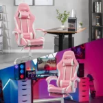 Pink Reclining Gaming Chair with Adjustable Height 2 | PricZone