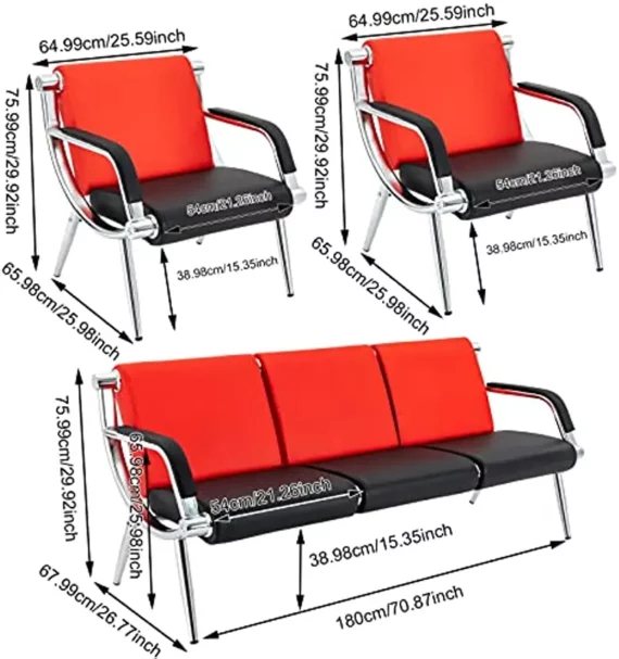 Executive PU Reception Chair Red Waiting Room Sofa 2 | PricZone