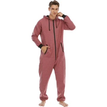 Hooded Men's Winter Warm Jumpsuit Pajama 2