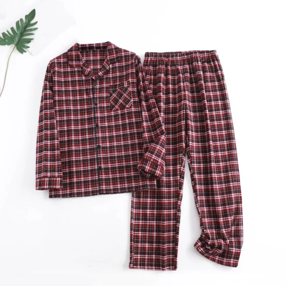 Plaid Flannel Mens Pajama Set Warm 5 | PricZone