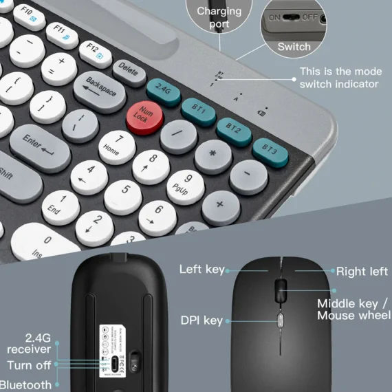 Multi Device 24Ghz Wireless Keyboard Mouse 5 | PricZone