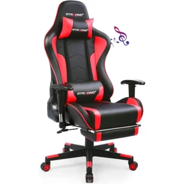 Red GTRACING Bluetooth Gaming Chair with Footrest