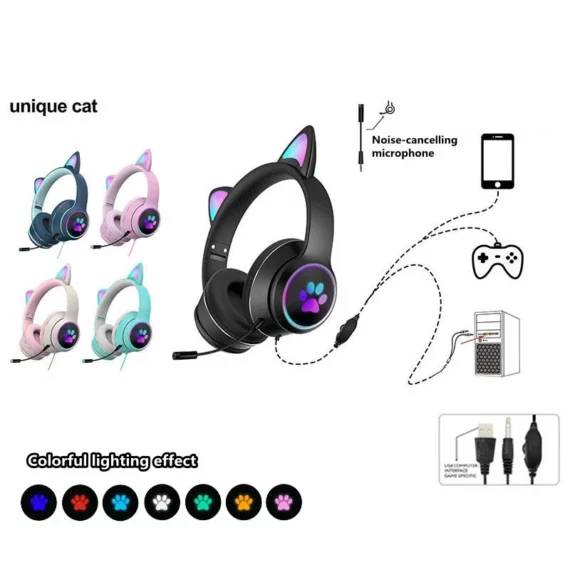 Chic Cat Ear RGB Gamer Headset 71 Surround Sound 5 | PricZone