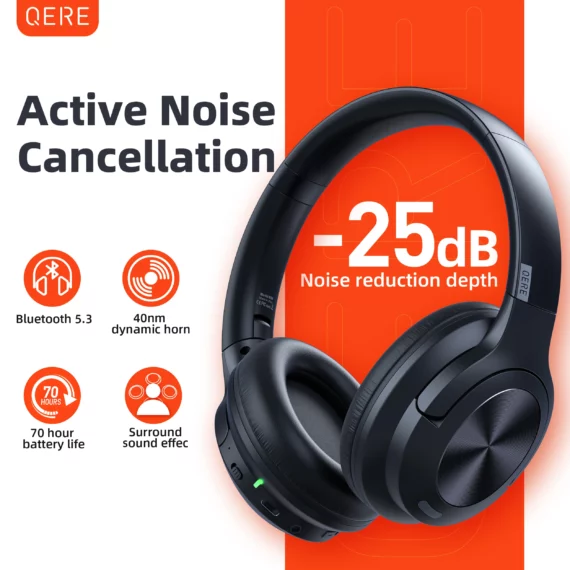 QERE E80 ANC Bluetooth 53 Headphones Hi Res 70H Play | PricZone