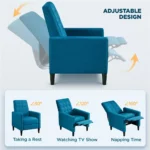 Blue Tufted Recliner Chair Pocket Spring Comfort 6 | PricZone