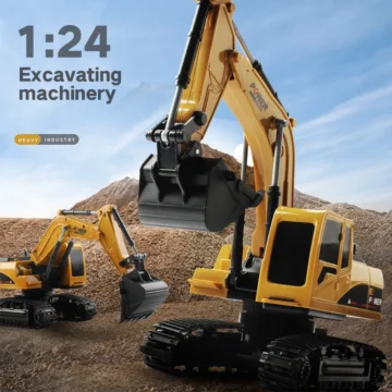 Kids 360° RC Excavator Digger Toy Truck Gift 2